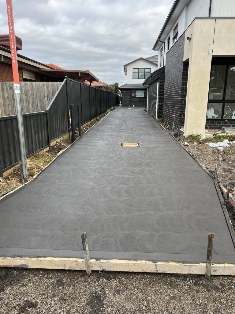 Finished concrete driveway for a multi-unit development