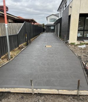Finished concrete driveway for a multi-unit development