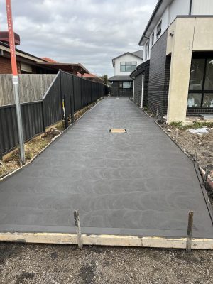 Finished concrete driveway for a multi-unit development