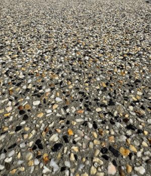 Close-up of exposed aggregate concrete finish